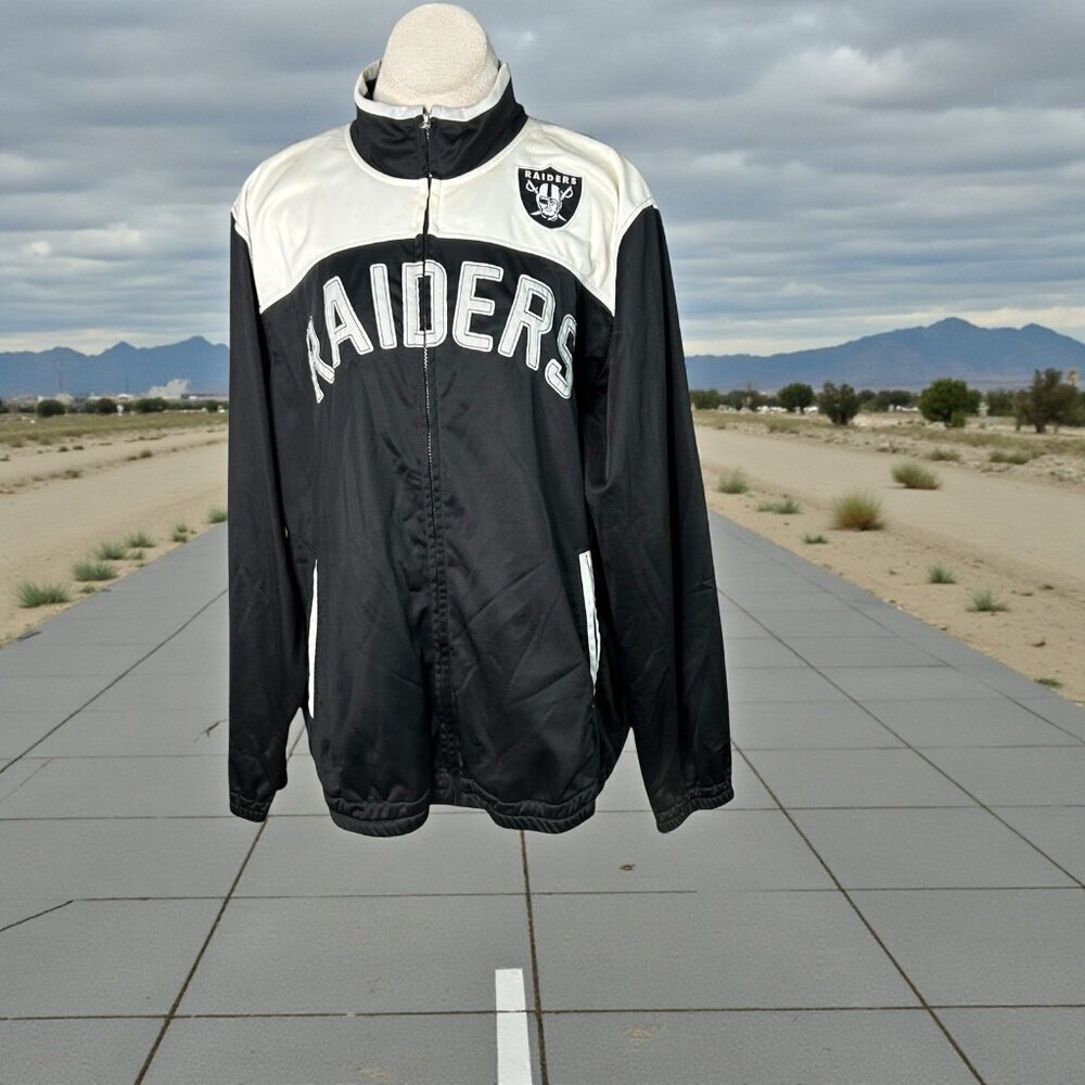 Oakland Raiders NFL Team Apparel Vintage Track Jacket Size XL
